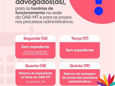 Notícia destaque: Seccional suspende atividades e prazos processuais devido ao Carnaval