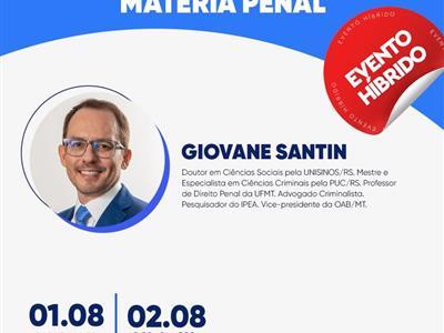 Notícia destaque: OAB-MT promove curso presencial gratuito sobre Recurso Especial em matéria penal